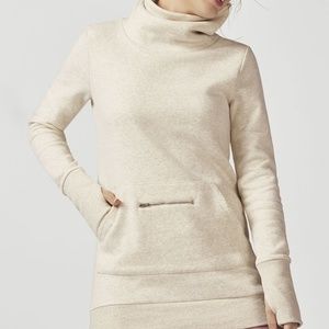 Fabletics Zaylee Cowl Neck Funnel Sweater Pullover San Tan Size Small Soft EUC